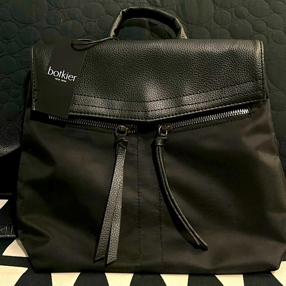 Botkier Black Canvas Backpack Purse